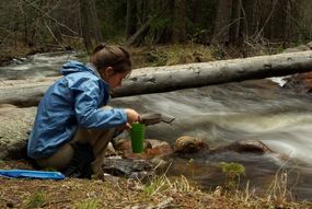 filtering water by a creek