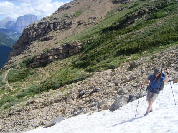 Benefits of hiking poles - crossing snow