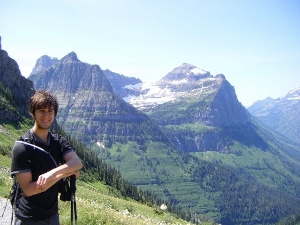 Posing with hiking poles on Highline Trail