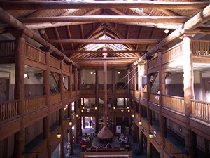 inside many glacier lodge