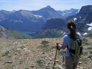 gazing at the mountains atop siyeh pass in glacier national park