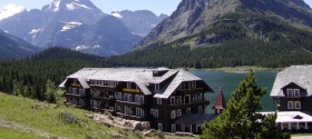 many glacier lodge and mountains