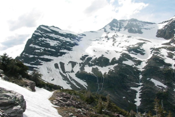 avalanche at gunsight pass in glacier national park
