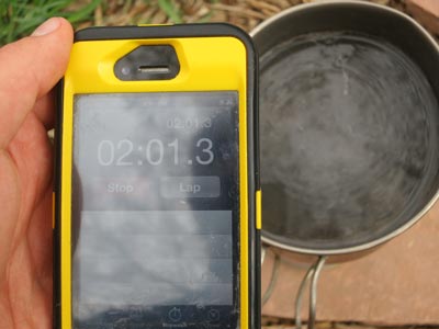 water boiling test at 2 minutes