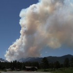 smoke rises from the Big Meadows fire in Rocky Mountain National Park