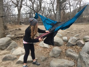 Camping hammock with sleeping pad